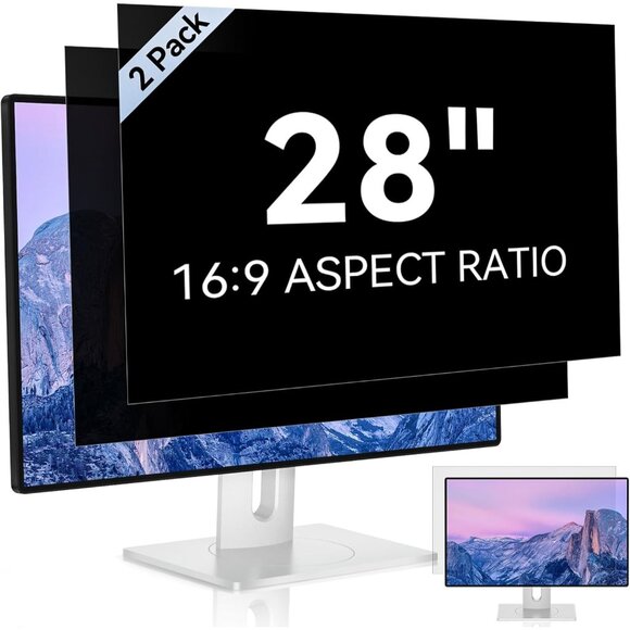 2 Pack 28" Computer monitor Privacy Screen 16:9 Ratio Widescreen Anti Glare blue - Picture 1 of 6